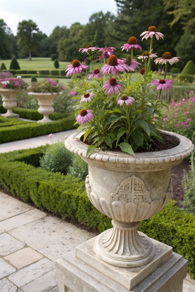 22 echinacea in a stylish urn a decorative sto
