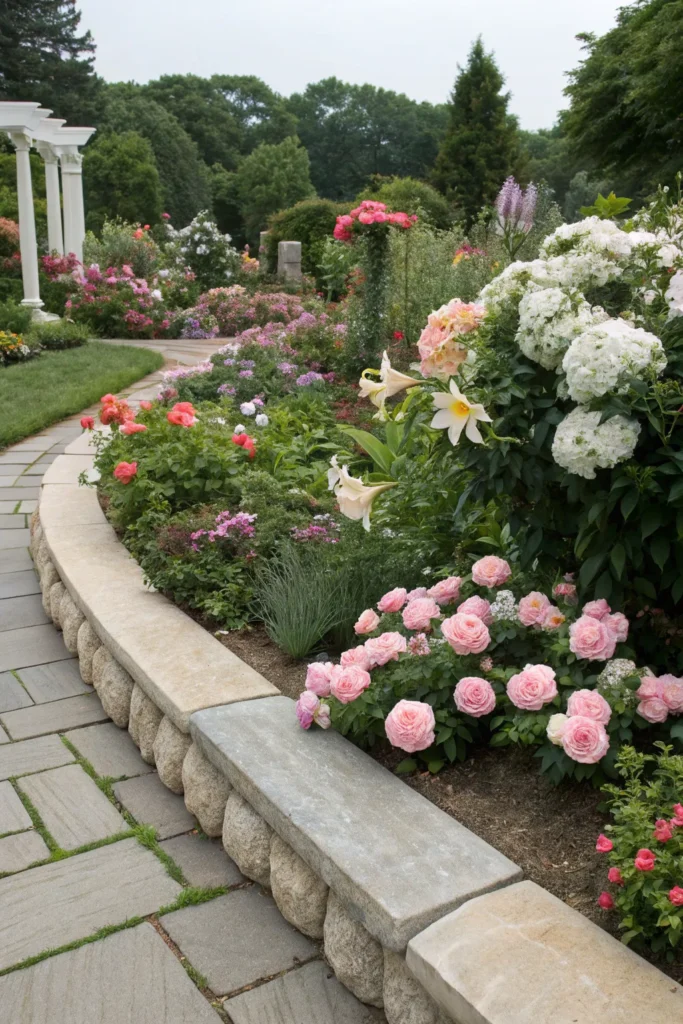 22 elegant floral garden border pale stones fr