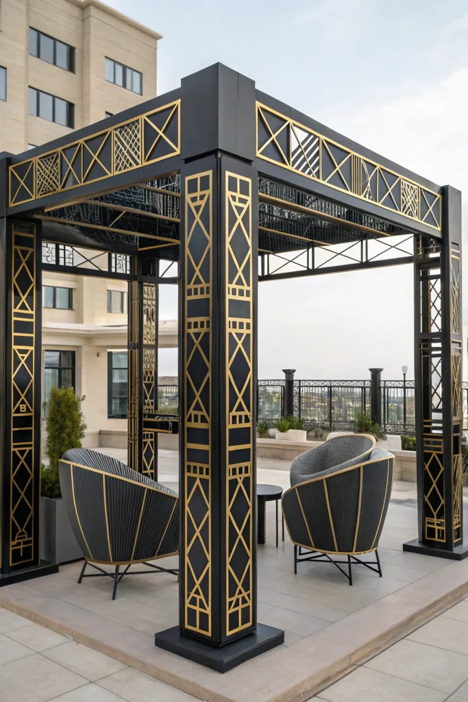 22 geometric art deco pergola black and gold fr