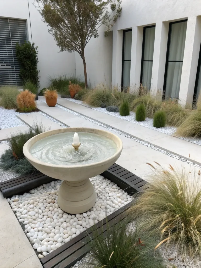 22 minimalist courtyard with a shallow ceramic bo