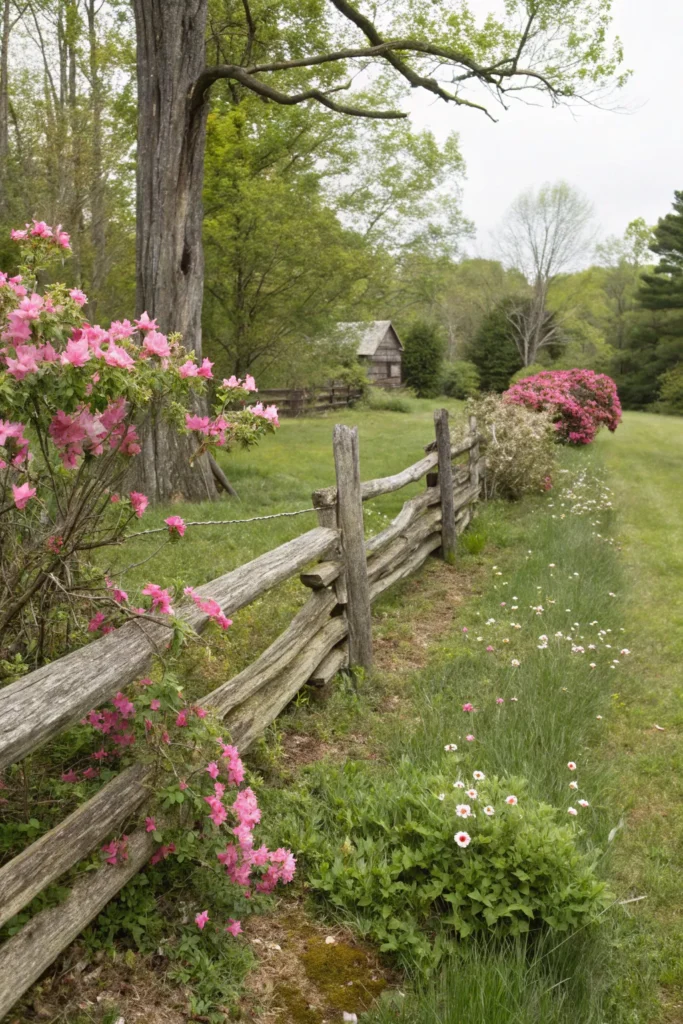 22 rustic split rail fence with vines depict a r