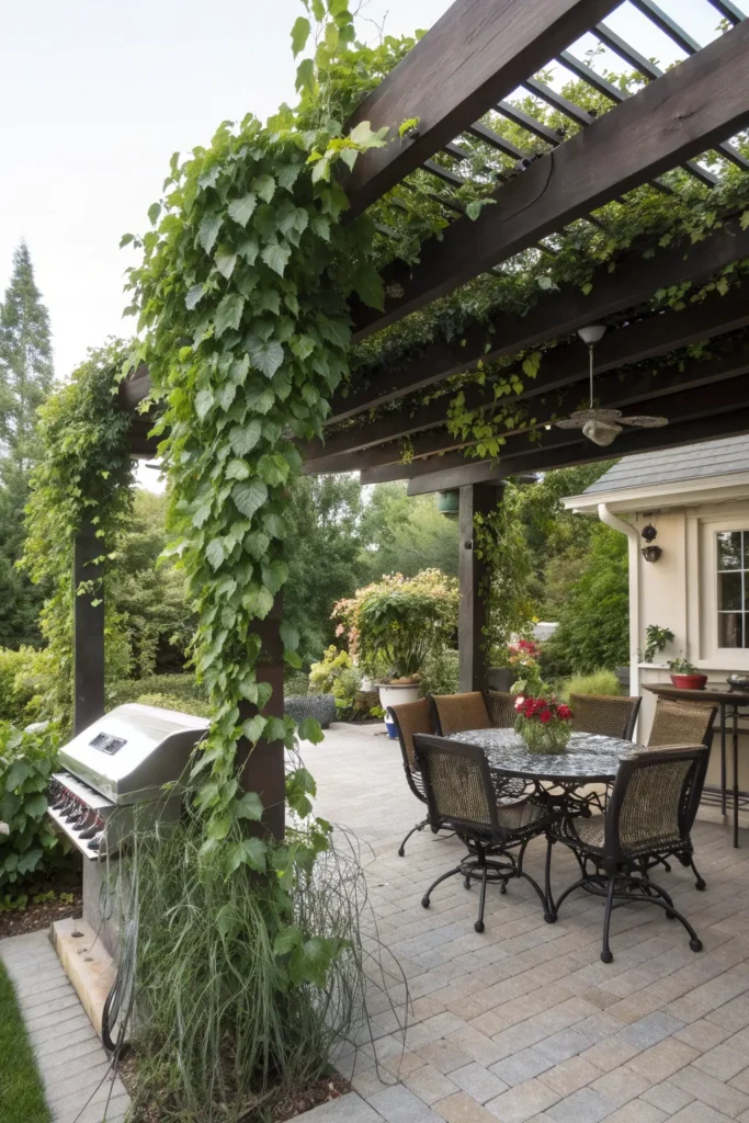 22 trellis with climbing vines patio bbq area ide