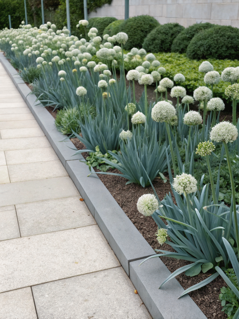 22realistic photo of a minimalist garden bed featu