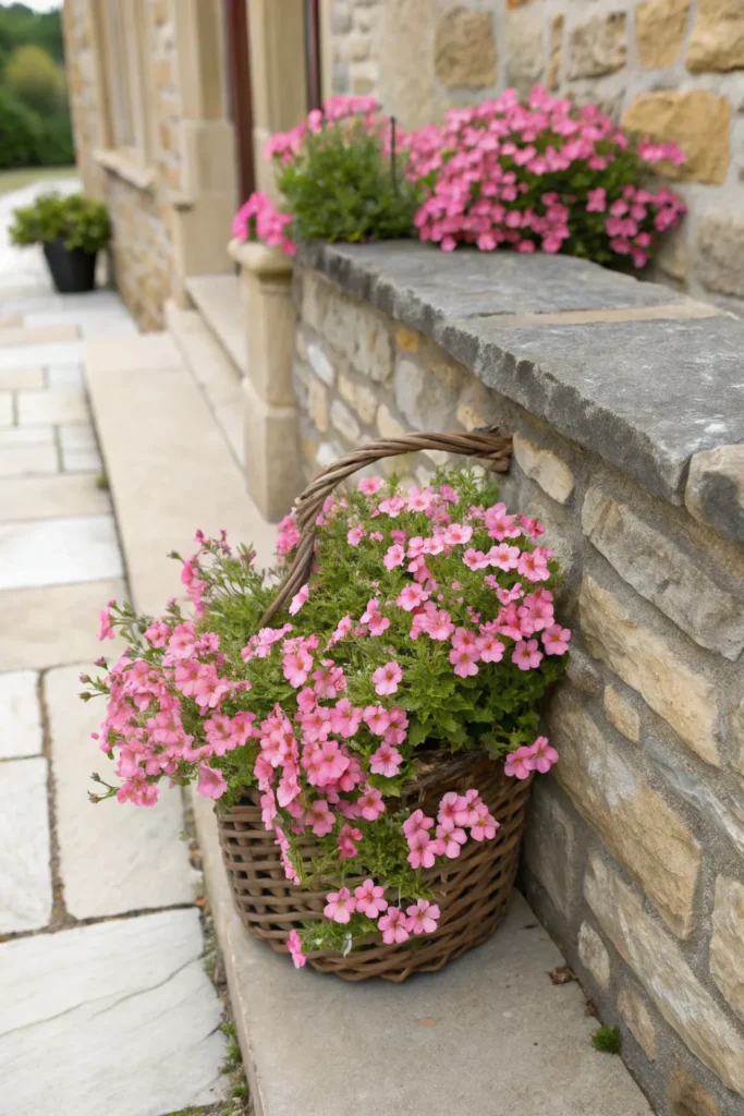 23 diascia a small basket of pink diascia blooms