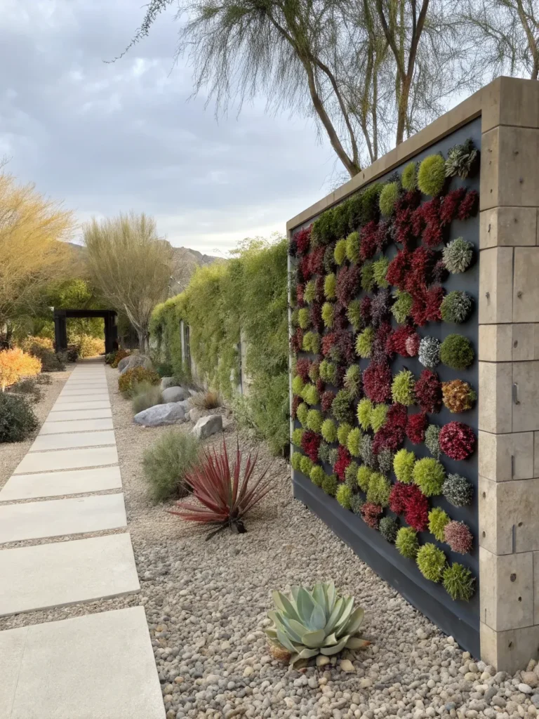 23 garden entrance with modular wall full of colo