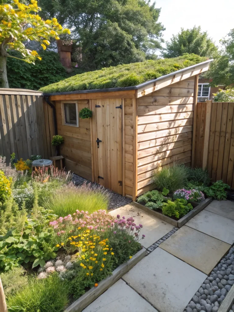 23 small courtyard garden with a compact wooden s