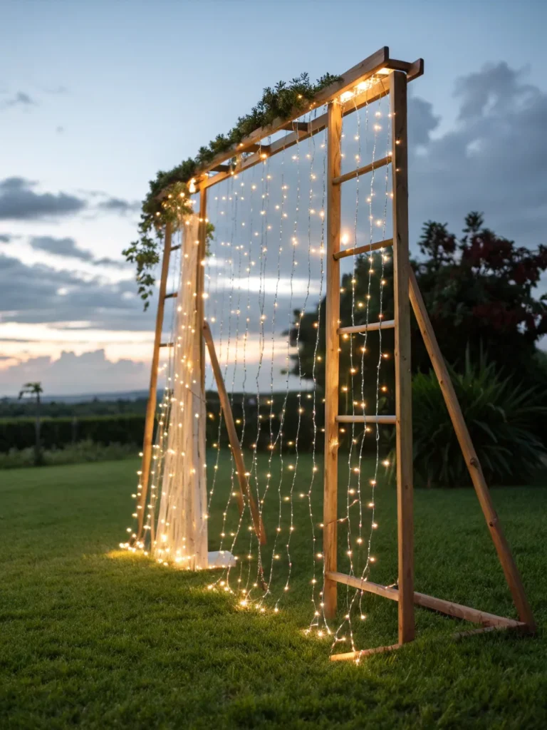 23 tall frame with layers of fairy lights cascadi