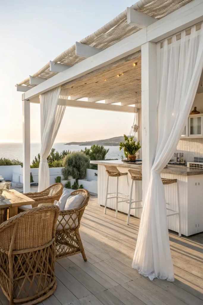 23 whitewashed mediterranean warmth deck kitchen