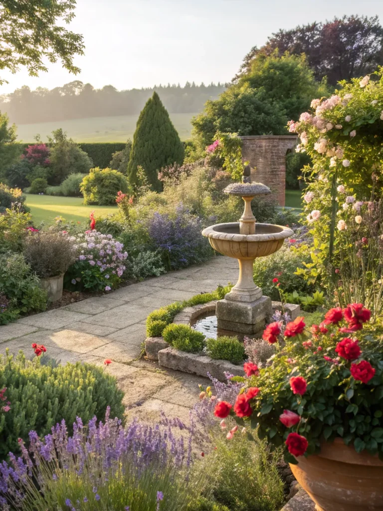 23classic english garden with traditional oak bord