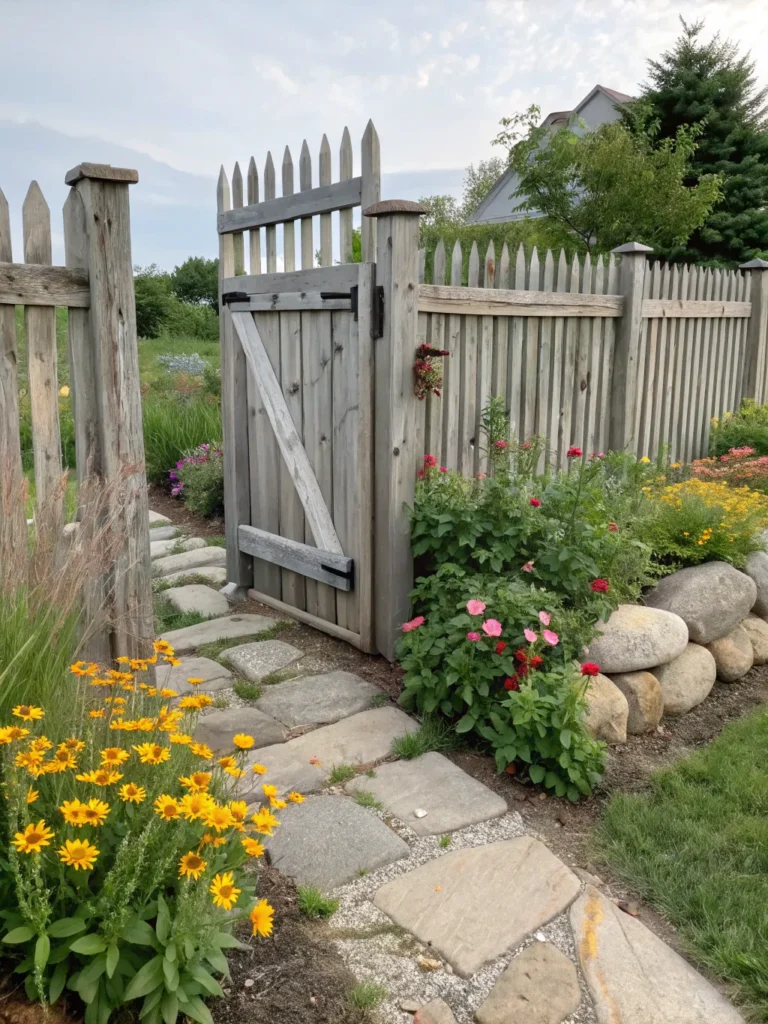 24 classic wooden fence with vertical slats and s