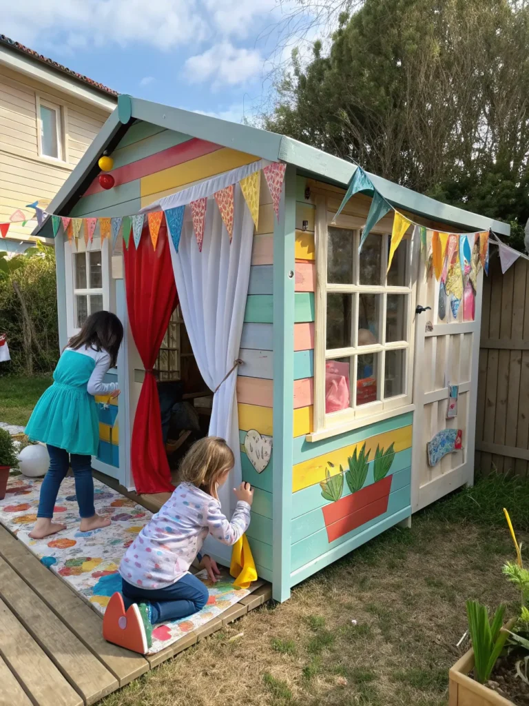 24 diy painted pallet playhouse small colorful p