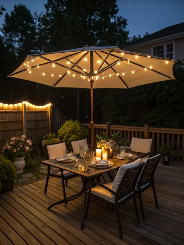 24 patio umbrella with integrated solar powered l