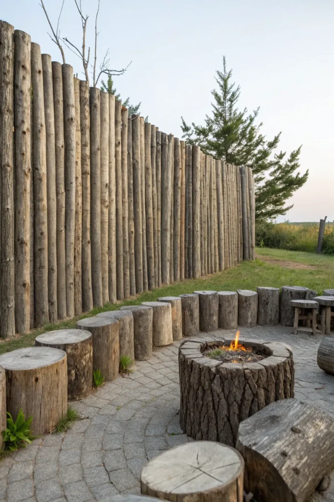 24 rustic log fence illustrate a log fence built