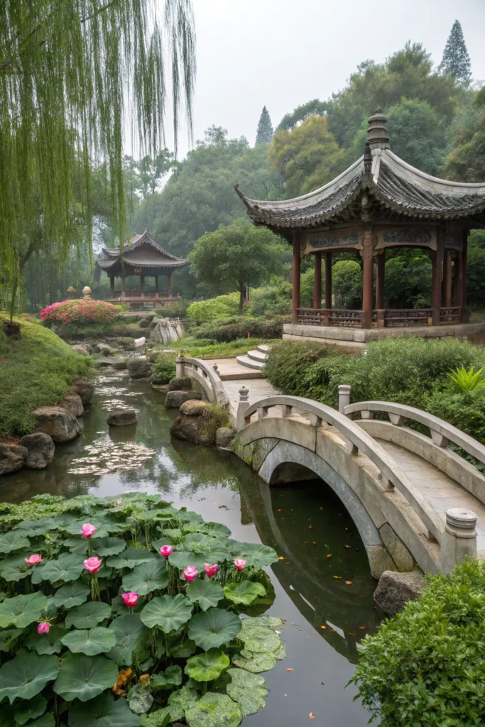 24 traditional chinese garden with a winding str