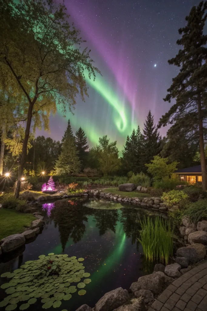 25 an aurora borealis pond projector casting shi