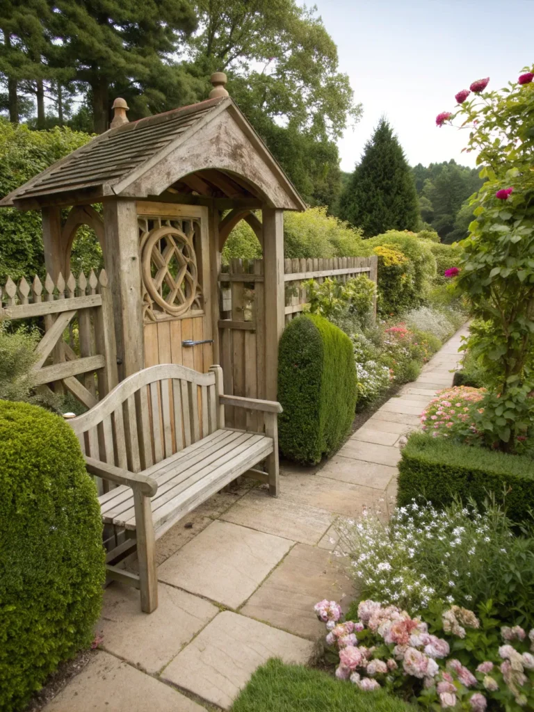 25 gate with built in seating cottage garden gate