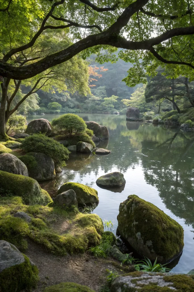 25 moss rock pond a pond with moss covered sto