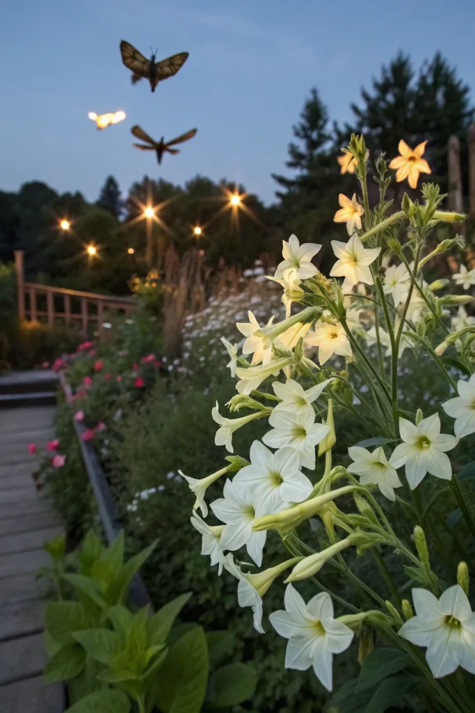 25 nicotiana evening garden scene with fragrant