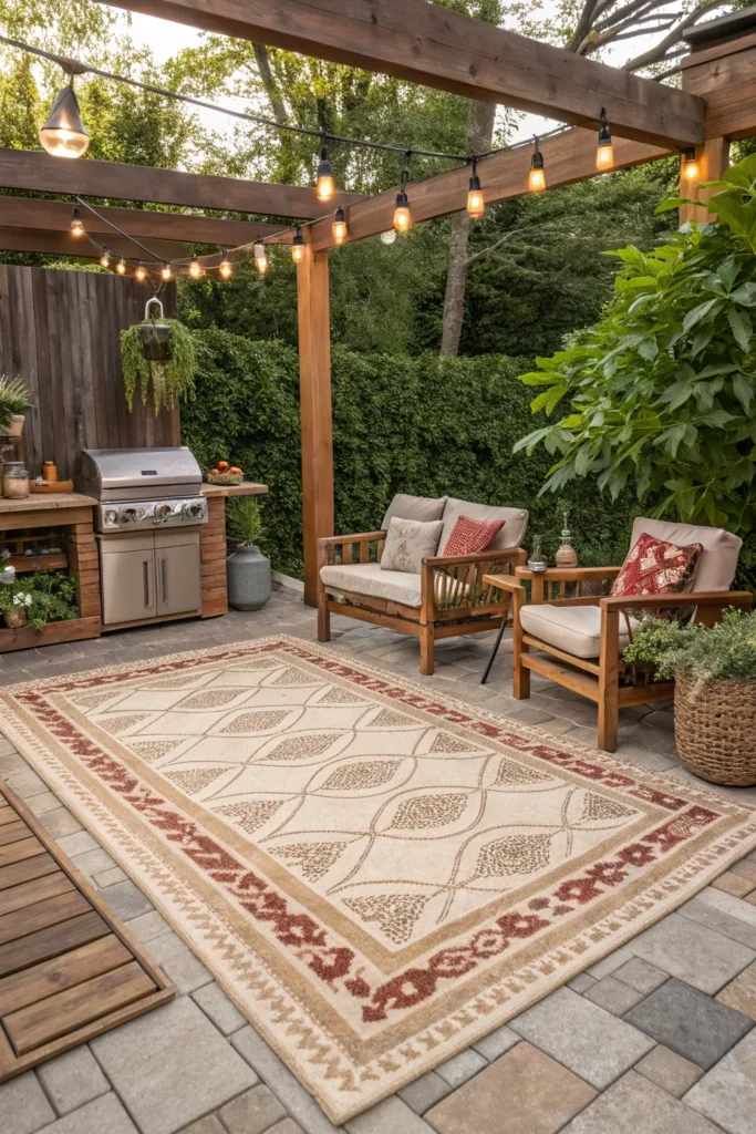 25 outdoor rug for cozy touch patio bbq area idea