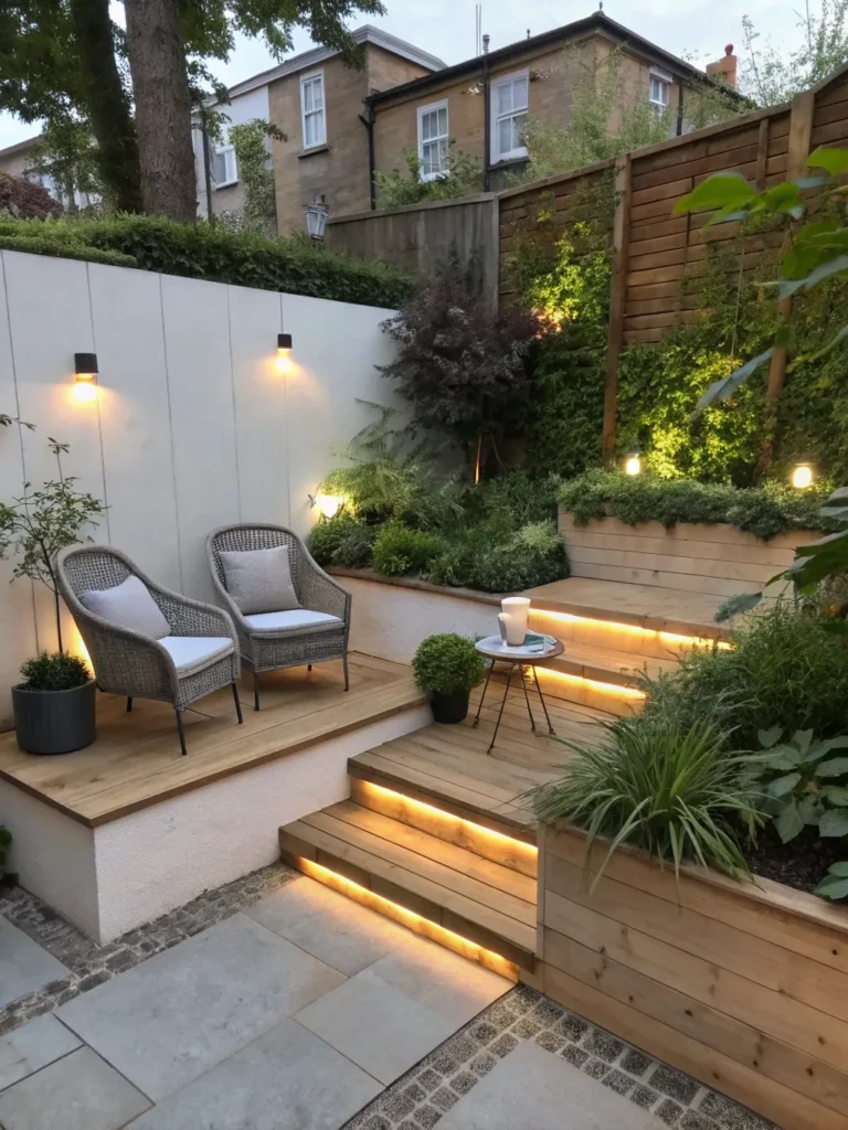 25 small courtyard garden with two levels lower