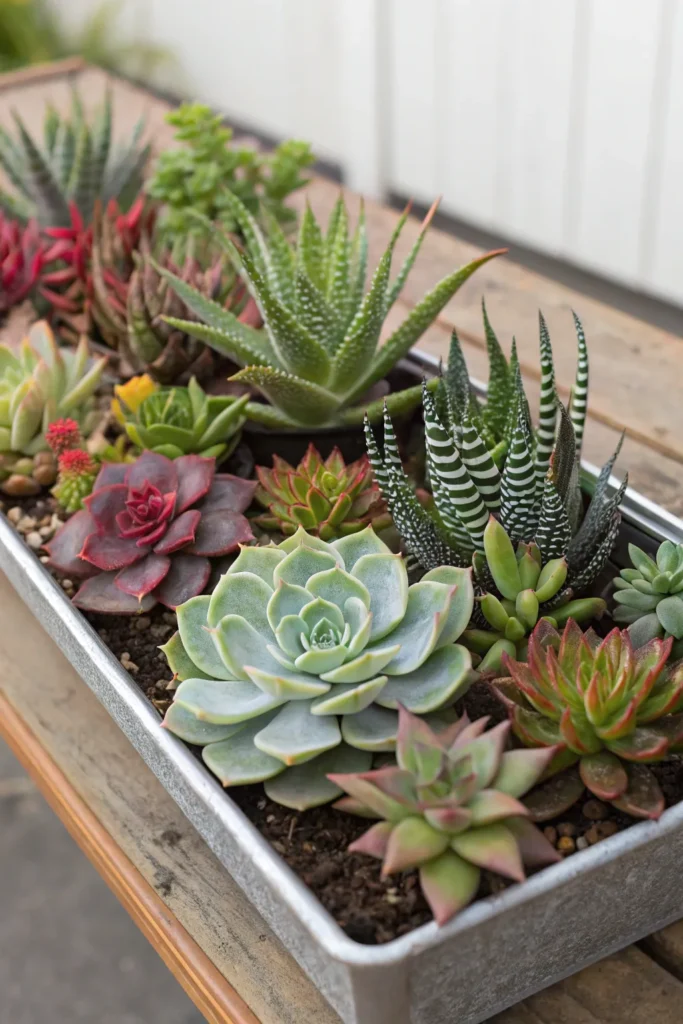 25 succulent assortments a shallow tray filled w