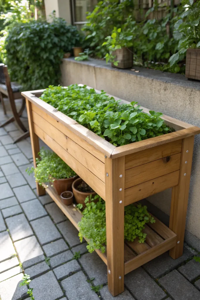 25 watercress in a table planter a raised wood