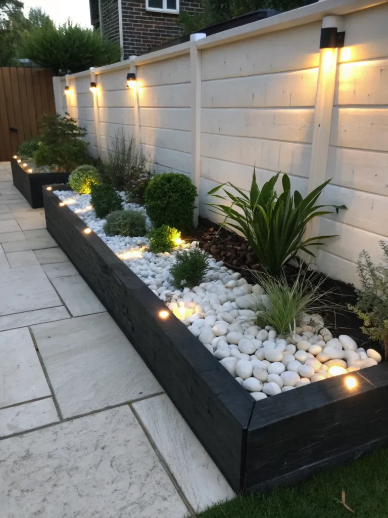 25modern garden bed edged with charcoal finished s