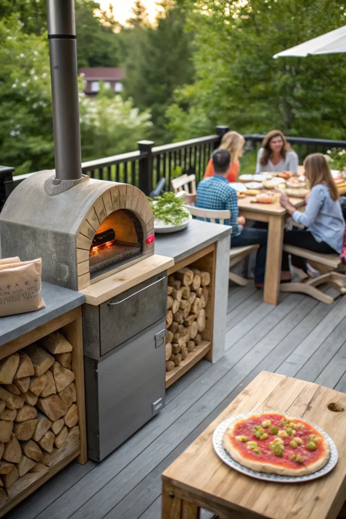 26 outdoor kitchen with pizza oven on deck feat