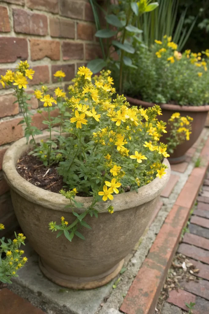 26 st john s wort in a flower pot a clay flow