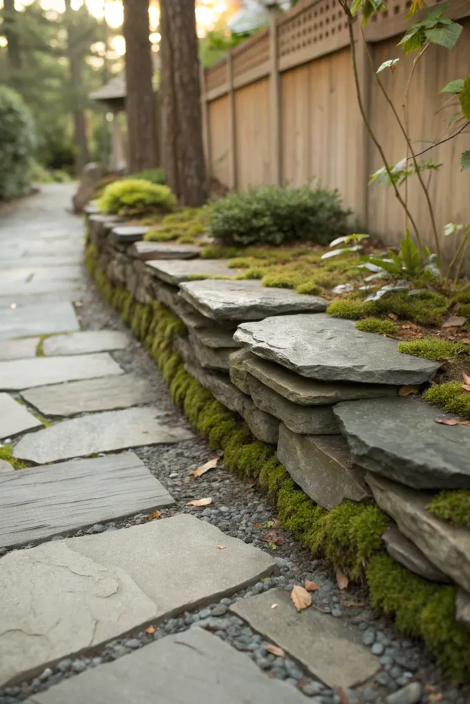26 stacked slate border with moss flat slate s