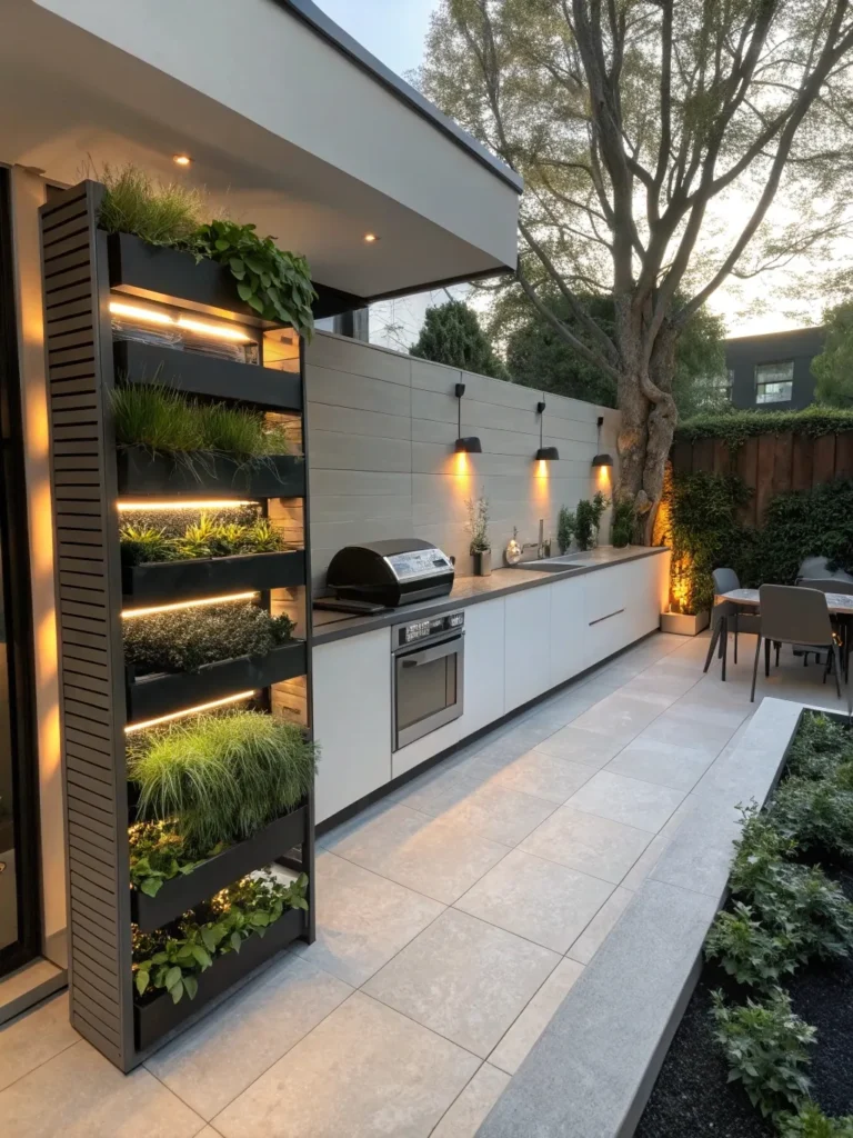 26realistic photo of a modern outdoor kitchen feat
