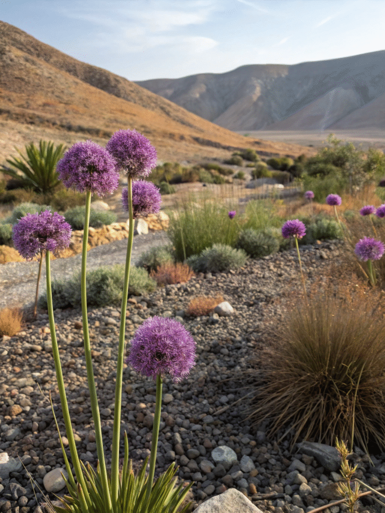 26realistic photo of a rugged gravel garden featur