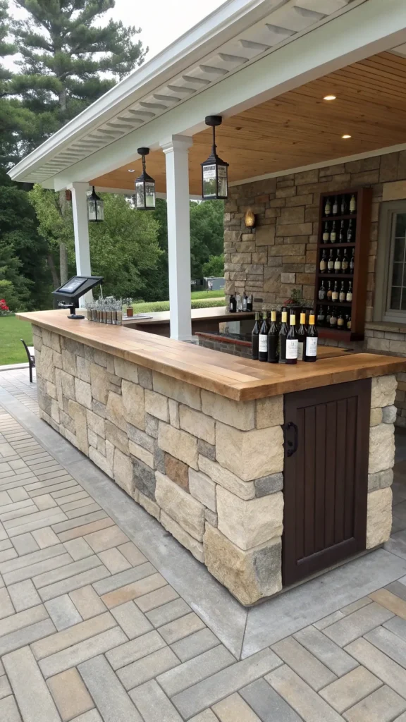 27 built in bar with stone or brick finish per