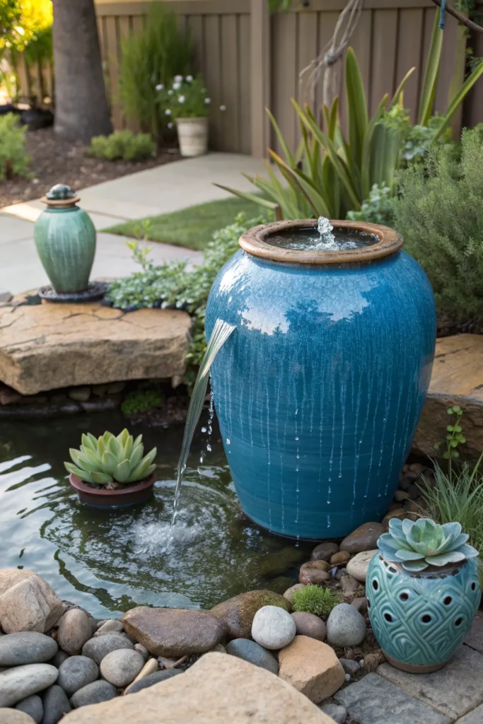 27 ceramic jar fountain a glossy blue ceramic ja