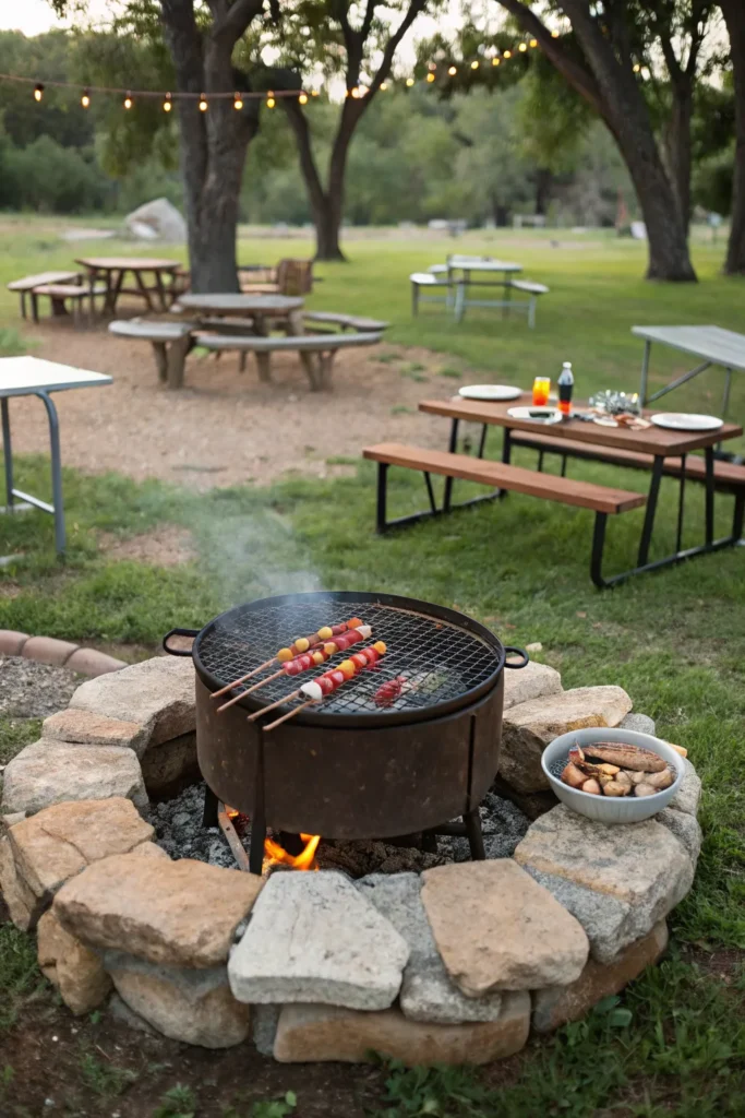 27 fire pit with built in grill a functional fir