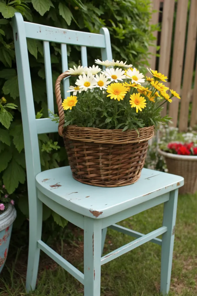 27 repurposed old chair planter painted wooden