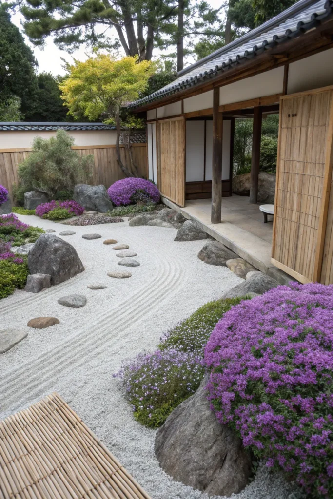 27 zen garden with lavender minimalist garden