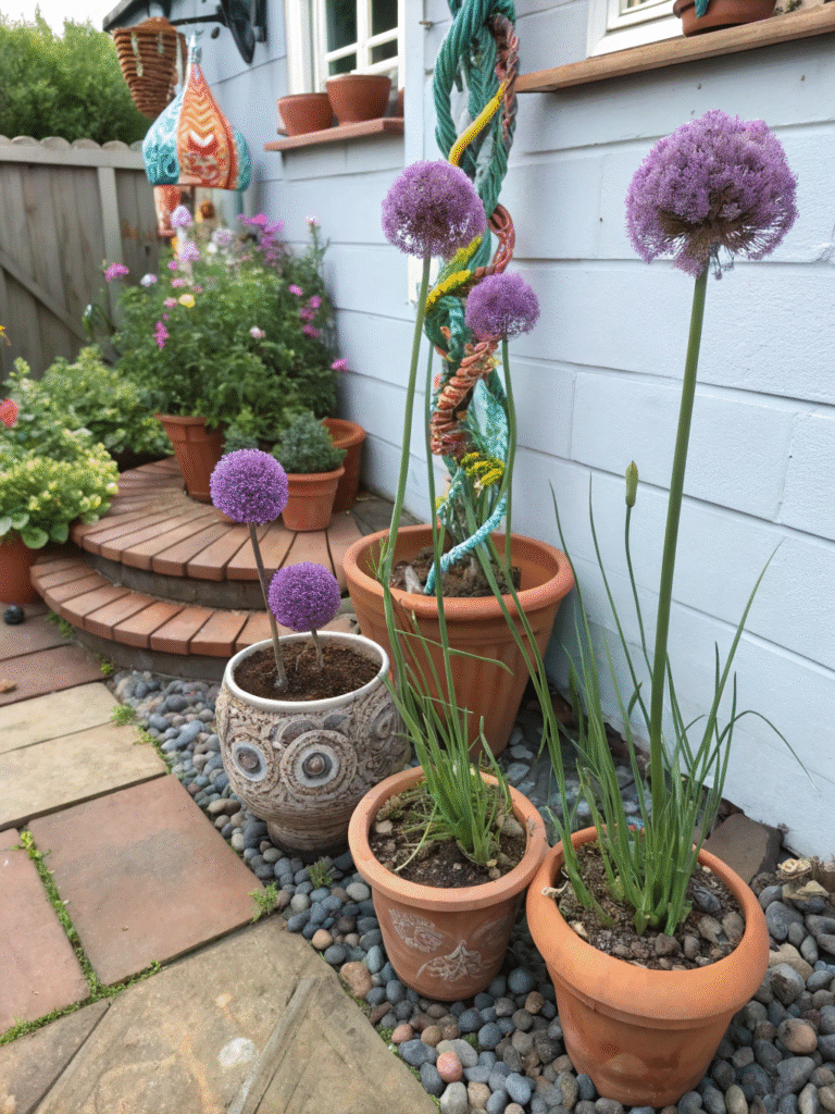27realistic photo of a playful garden corner with