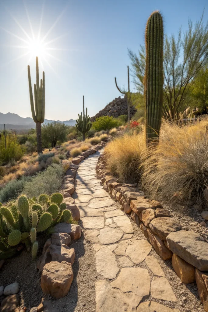 28 cactus garden border with desert stones san