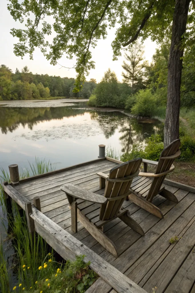 28 reclaimed wood deck pond a rustic wooden de