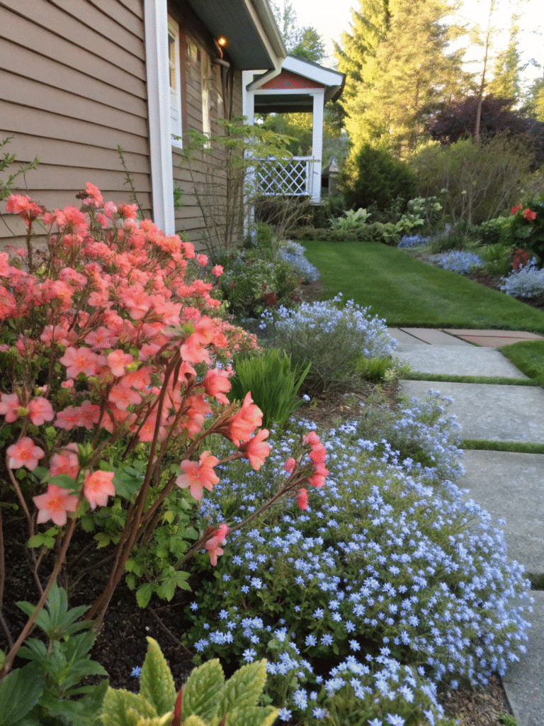 28 small ornamental front garden with azalea cor