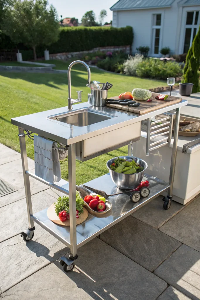 28 trinity stainless steel rolling prep table wi