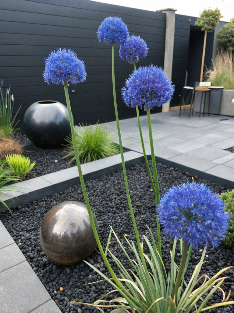 28realistic photo of a sleek modern garden design