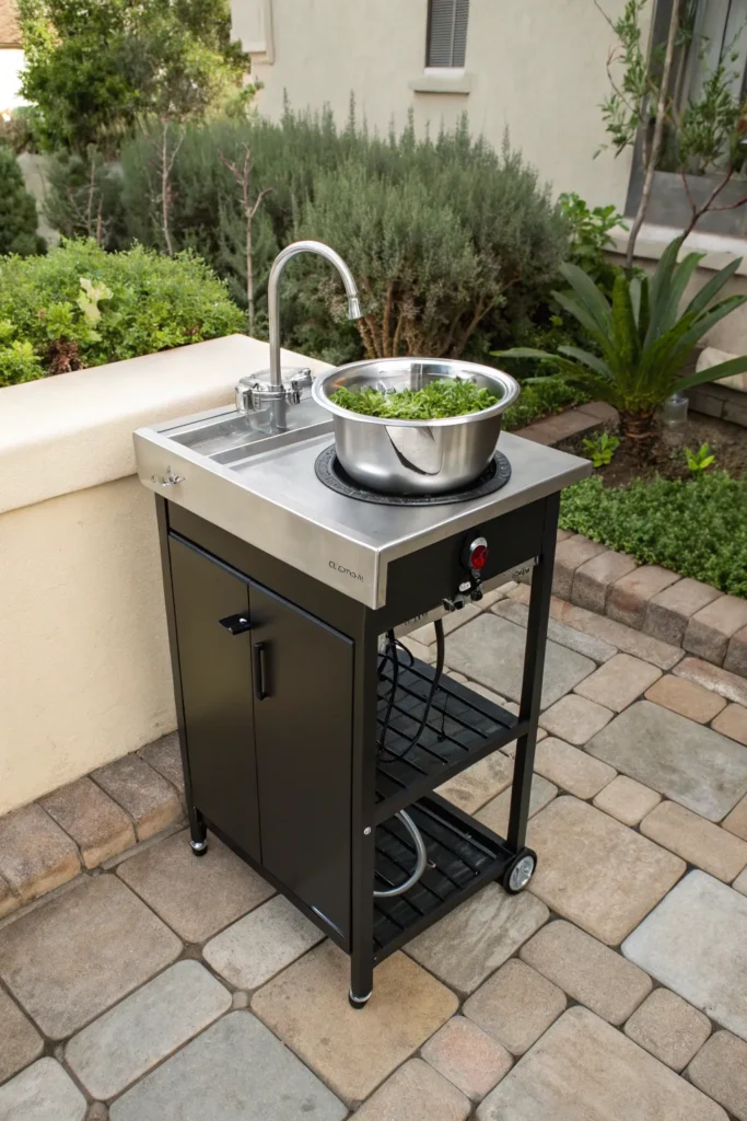 29 cal flame portable sink standing alone on a t