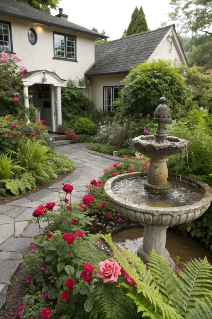 29 cottage front garden with a water feature cen