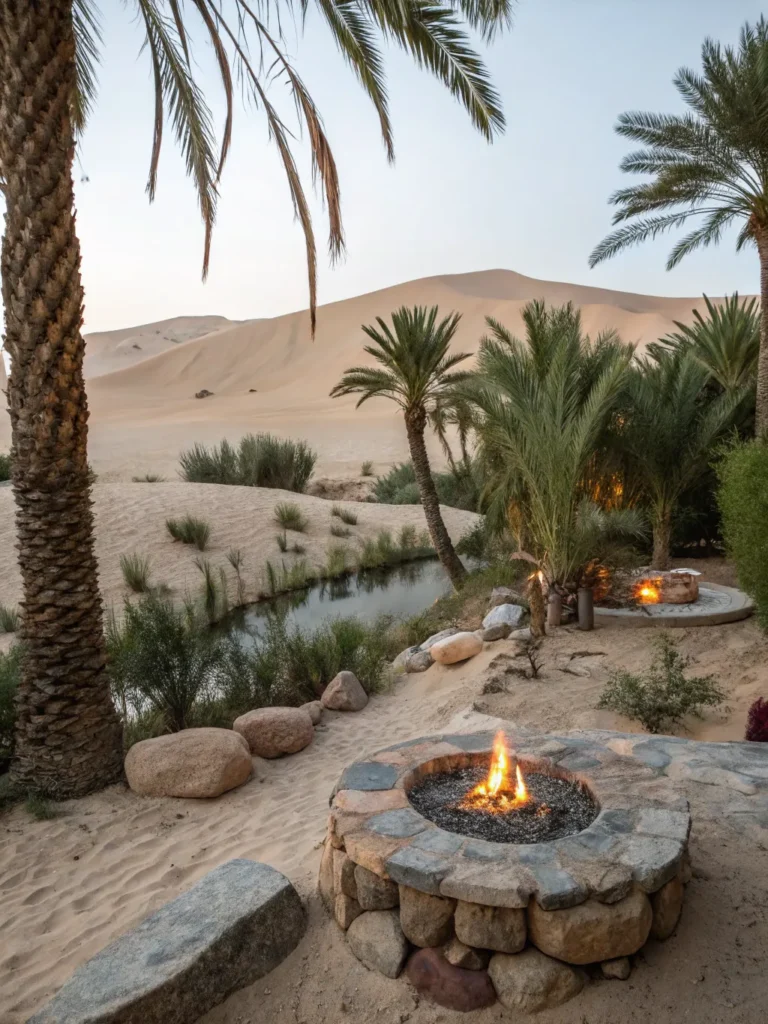 29 desert oasis style natural fire pit ideas