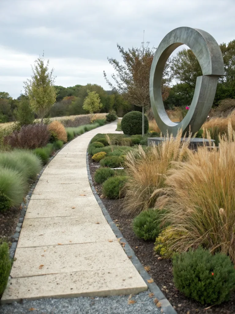 29 large modern sculpture next to garden entrance