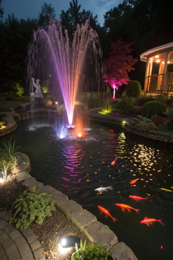 29 led underwater spotlight a pond illuminated a