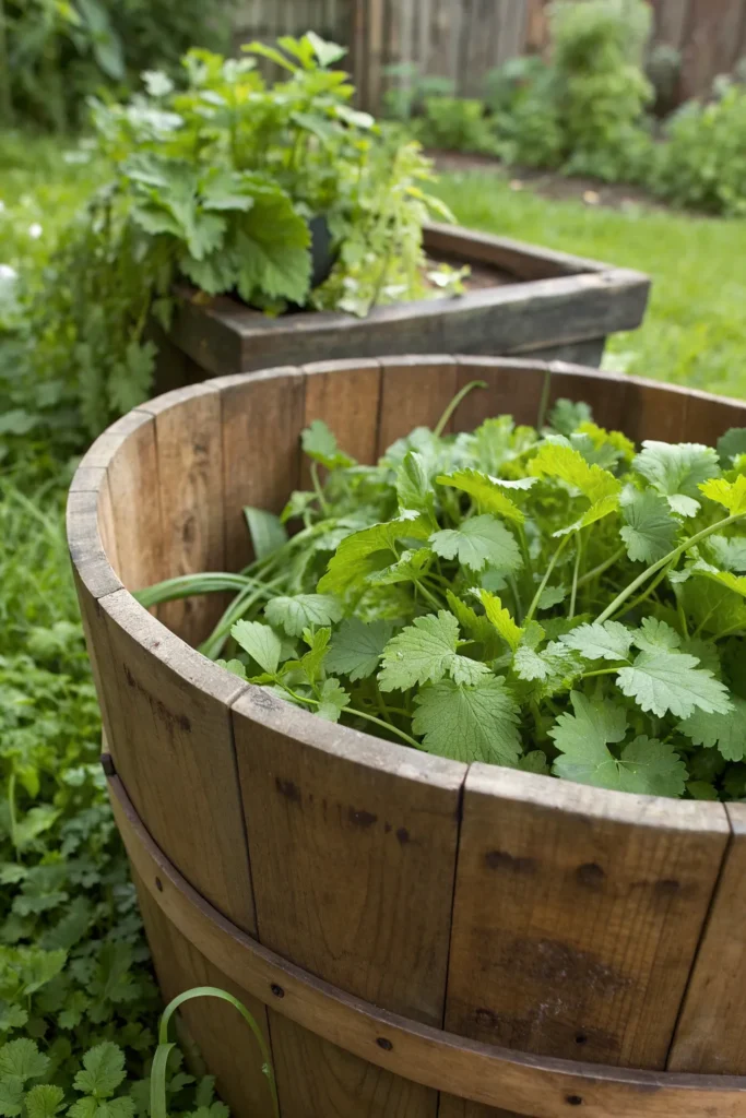 29 salad burnet in a wooden tub a rustic woode