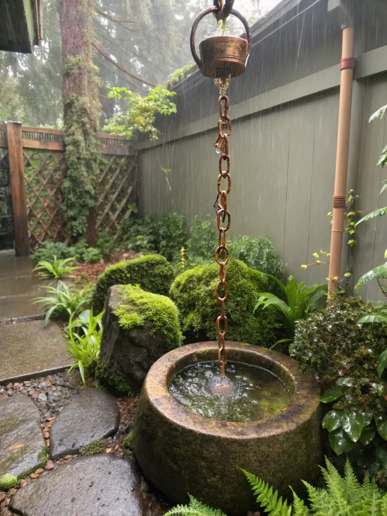 29 small courtyard garden with a decorative coppe